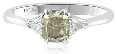 LEIBISH 1.01 carat Fancy Gray cushion and Triangle diamond ring